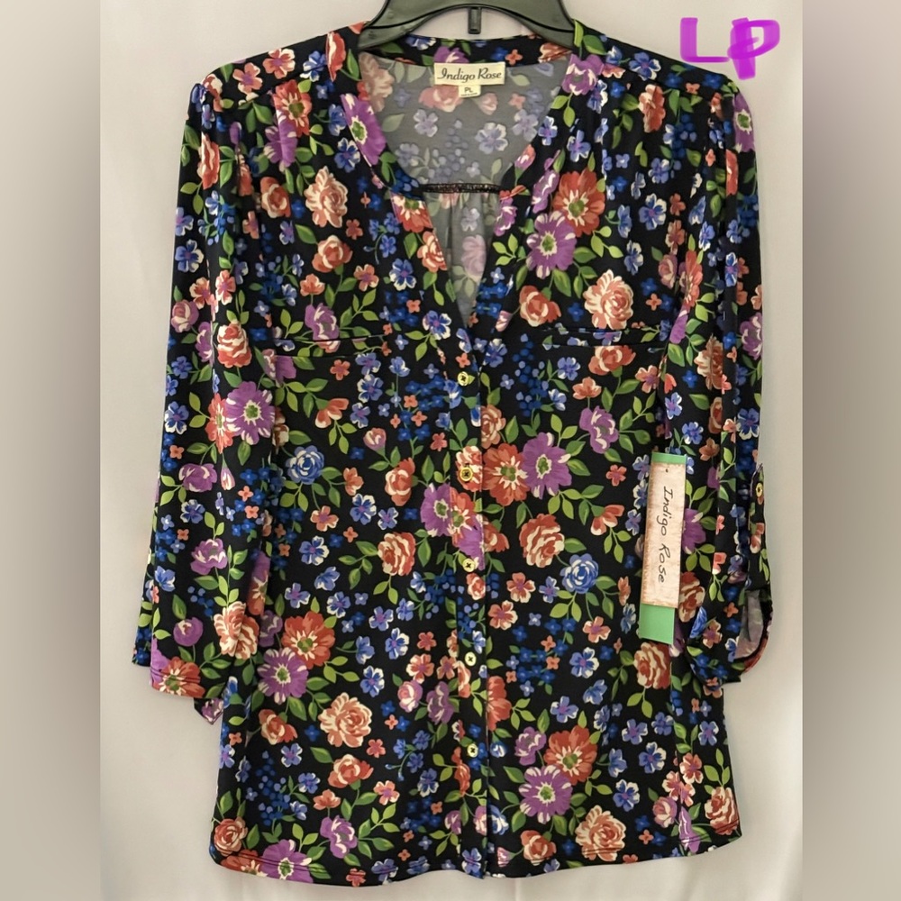 Indigo Rose Floral Women's Blouse